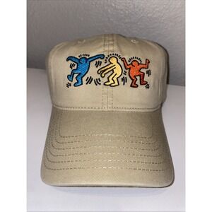 Keith‎ Haring Dancing Figures Art Adjustable Khaki Strap Back Cap Hat